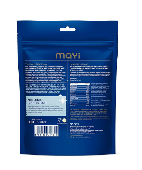 200 300g (10 oz), Mayi Natural Spring Salt, Microplastic-Free, Sachets, Portion Controlled, Convenient Take-Away