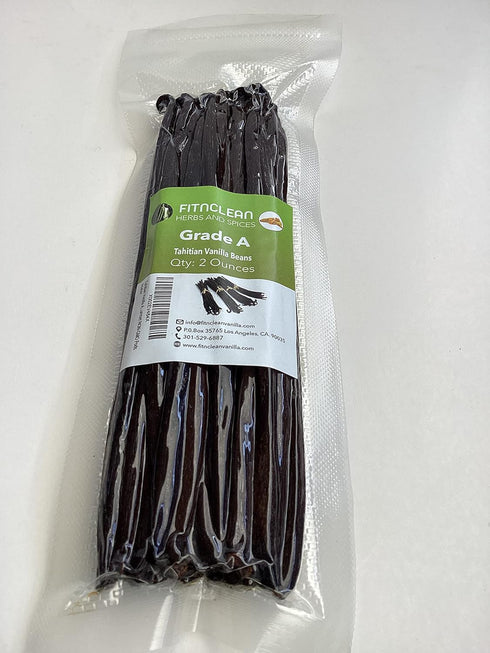 2oz 2 (1/8Lb) 6"-7" Tahitian Vanilla Beans Grade A for Extract, Cooking and Baking by FITNCLEAN VANILLA| Ounces Bulk