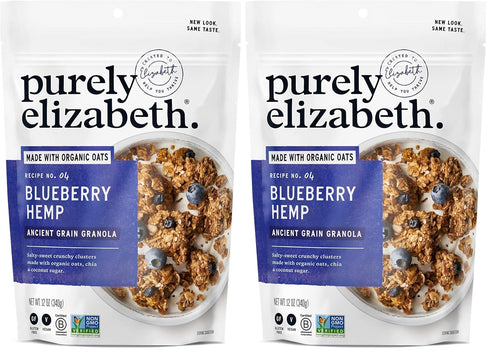 Purely Elizabeth Ancient Grain Granola Cereal Blueberry Hemp, 12oz (Pack of 2)