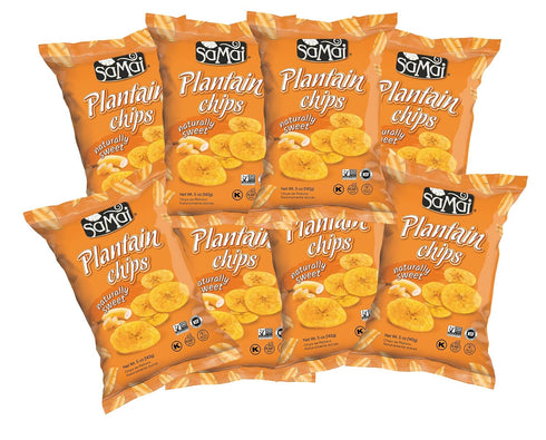 5oz (Pack 8) SAMAI Naturally Sweet Plantain Chips of - Gluten Free, All Natural, NON-GMO and Kosher