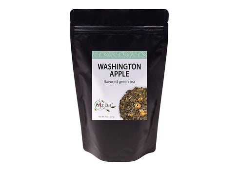 Washington Apple Loose Leaf Green Tea - Cinnamon-Dried Apples - Caffeinated, Hot & Iced | Bulk 8oz, 80-100 Cups
