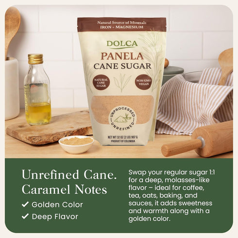 1:1 Dolca Panela Unrefined Cane Sugar from Evaporated Cane Juice Granulated Panela with Rich Caramel Flavor Replacement