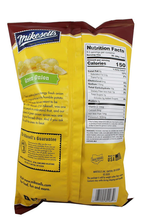 Mikesells 9.5 Green Onion Potato Chips Ounce Bag