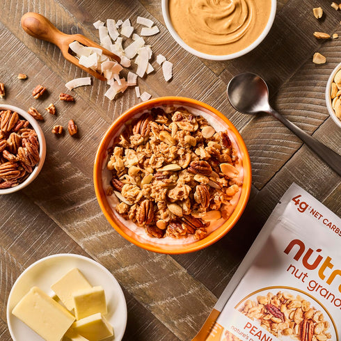 8 oz. 1 Count (Pack 2) NuTrail Nut Granola, Peanut Butter, No Sugar Added, Gluten Free, Grain Free, Keto, Low Carb