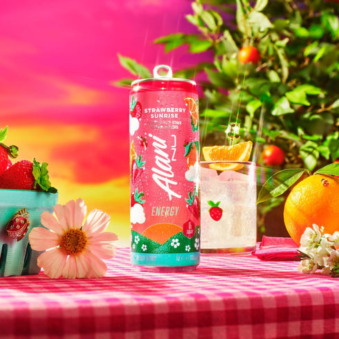 200mg 10 12 Oz 12 Pack Alani Nu STRAWBERRY SUNRISE Sugar Free, Low Calorie Energy Drinks, Caffeine, Biotin B Vitamins