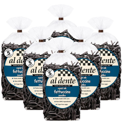 Al Dente Squid Ink Fettuccine All-Natural, Hand-Crafted Egg Pasta. Delicious and Versatile