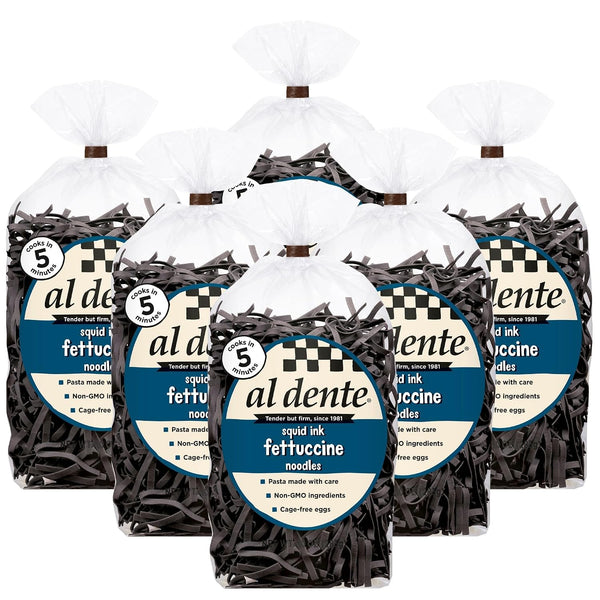 Al Dente Squid Ink Fettuccine All-Natural, Hand-Crafted Egg Pasta. Delicious and Versatile