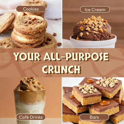 10 OZ Snackathon Toffee Bits, Coarse Grind, Bulk Resealable Bag, Sweet & Crunchy Butter Toffee Pieces for Ice Cream