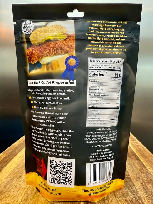 (10 oz) Gold Bark BBQ Seasoned Panko for Crispy Breaded Chicken, Pork and Fish