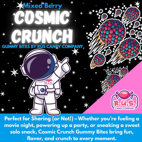 Gummy Gummies Mixed Berry Cosmic Bites by R.U.S. Candy Company- Half Pound Bag Sweet, Tangy & Crunchy Bite-Sized Candy
