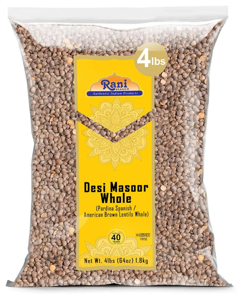 Rani Desi Masoor (Masur) Whole 64oz (4lbs) 1.81kg (aka. Pardina Spanish/American Brown
