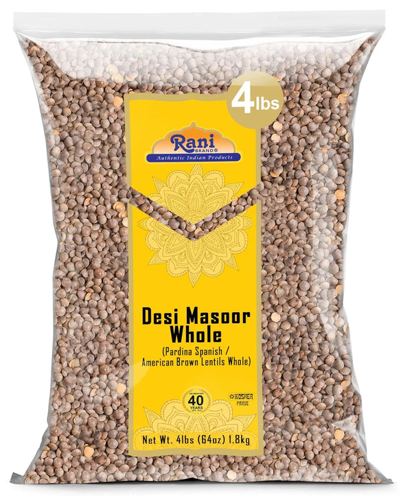 Rani Desi Masoor (Masur) Whole 64oz (4lbs) 1.81kg (aka. Pardina Spanish/American Brown