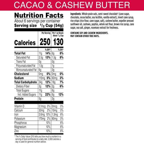 (3 Bear Naked Granola Cereal, Whole Grain Granola, Breakfast Snacks, Cacao and Cashew Butter Crunch Bags)