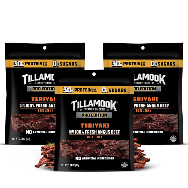 Tillamook Beef Jerky, Country Smoker PRO Edition, Zero Sugar Teriyaki, 2.14 Oz
