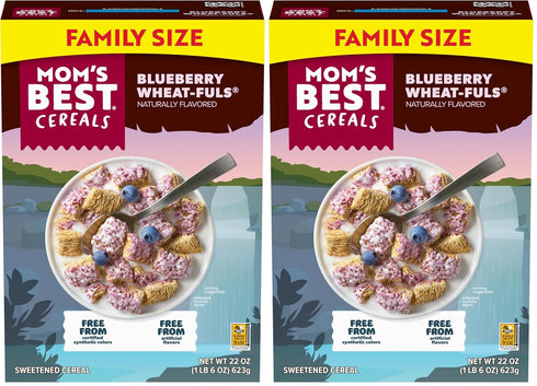 Mom's Best Blueberry Wheatfuls Shredded Wheat Cereal, Made with Whole Grain, No Artificial Flavors