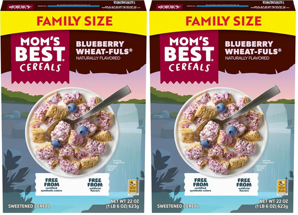 Mom's Best Blueberry Wheatfuls Shredded Wheat Cereal, Made with Whole Grain, No Artificial Flavors
