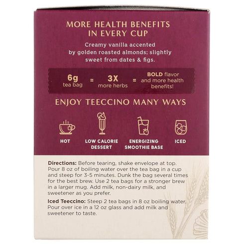 10 Teeccino Vanilla Nut Herbal Tea - Rich & Roasted Herbal Tea Thats Caffeine Free & Prebiotic for Natural Energy, Tea