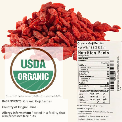 64 Oz 1 Pack Organic Dried Goji Berries Jar | Bulk Supply of Goji Berry Fruit Superfood | Naturally Rich