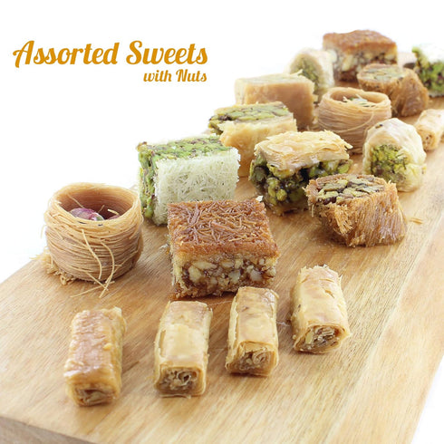 Anabtawi Sweets 500 50 Assortment Sweets Gift Box - Baklava, Pistachio and Almond - Authentic Middle East Sweets
