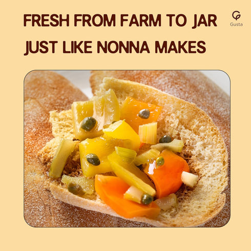 9.88oz Gusta Pepper Compote in Olive Oil on a Bed of Spices - Made in Italy - Organic Bell Peppers Glass Jar with Extra