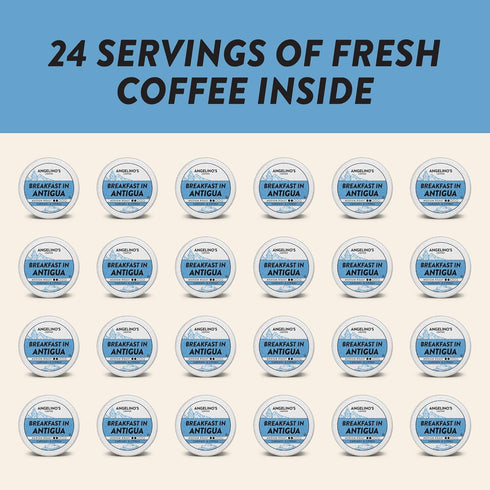 24 Count Angelino's Coffee Breakfast in Antigua Coffee Pods, Medium Roast Shade-Grown Guatemalan Blend, K Cup