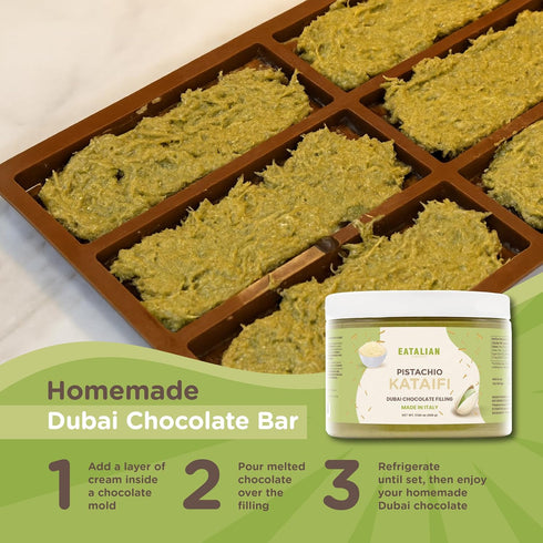 17.63 oz/500 EATALIAN by AMZ BETTER Pistachio Cream with Kataifi, gr, Delicious Spreadable Cream with Sweet and Unique