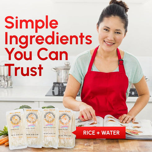 16 Pack 4 Rice Stick Noodles for Pho, Stir Fry, Pad Thai, Chow Fun, Ounce Each