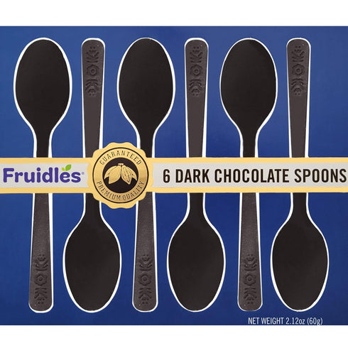 Pack 2 6 2.12 oz Fruidles of Boxes Dark Chocolate Spoons, per Box Candy Hot Chocolate Stirring Edible Spoons, Gourmet