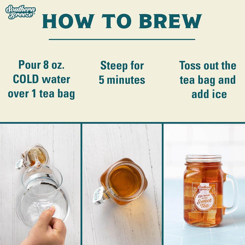 20 Pack 4 Southern Breeze Decaf Cold Brew Sweet Tea Original Iced Tea with Black Tea and Zero Carbs Zero Sugar