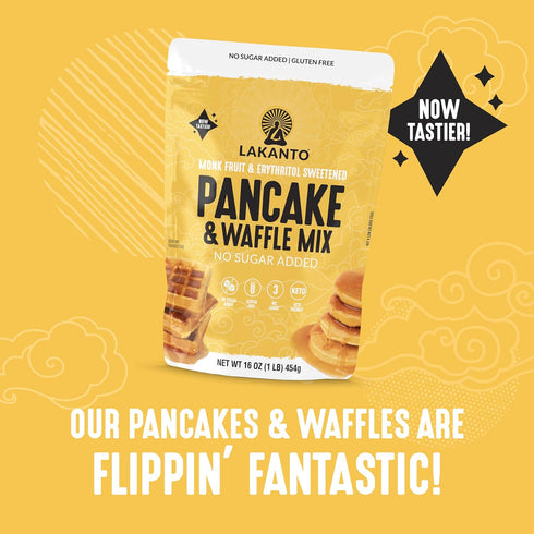 16 oz Lakanto Pancake and Waffle Mix - Sweetened with Monk Fruit Sweetener and Erythritol, Breakfast, Flapjacks, Almond
