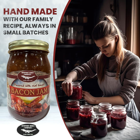 NEWPORT JERKY COMPANY 16 oz (1 Bacon Jam Sweet & Savory Spread All-Natural, Handmade in Small Batches Gluten-Free