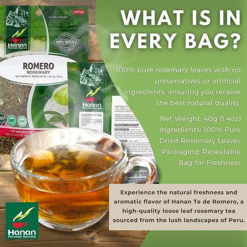 1.4oz 40g, Rosemary Loose Leaf - Romero Dried Herbs from Peru for Herbal Tea, Cooking, Recipes, Mediterranean Cuisine
