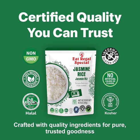 8.8 oz, Pack 6 Eat Regal Jasmine Rice, Ready-to-eat Pouches