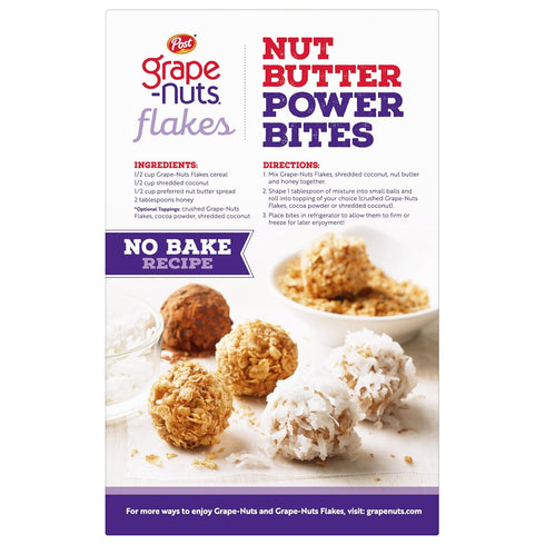 Grape-Nuts 18 OZ (Pack 4) Post Grape Nuts Flakes Breakfast Cereal, Crispy Whole Wheat and Barley Cereal, Great