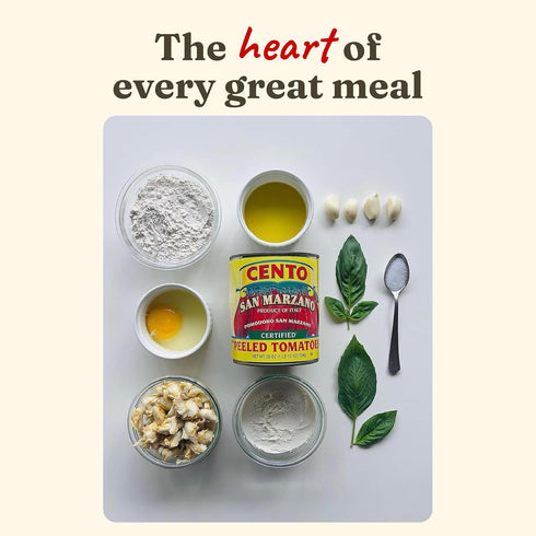 28 Oz, Cento Certified San Marzano Whole Peeled Tomatoes, Canned Plum Tomatoes in Thick Puree with Basil, Grown