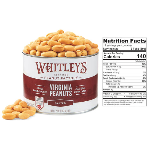 (20 Whitleys Salted Virginia Peanuts Super Extra Large 'Home Cooked' Virginia Peanuts Ounce Tin)