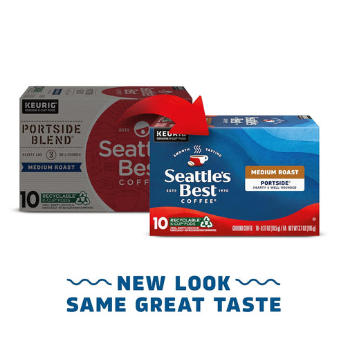 100% 6 (60 Seattles Best Coffee, Medium Roast K-Cup Coffee Pods, Portside, Arabica, Boxes Pods Total)