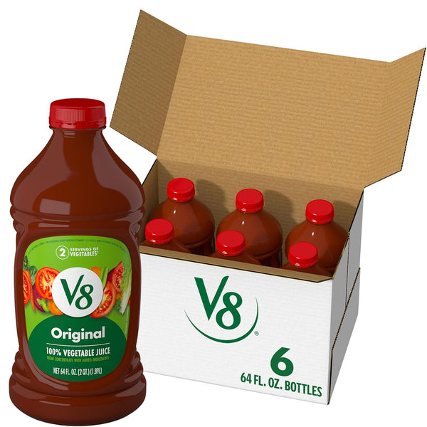 V8 Original 100% Vegetable Juice, Vegetable Blend with Tomato Juice, 64 Ounce