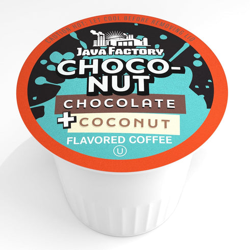 40 Count Java Factory Coffee Pods Choconut, - Chocolate Coconut Flavored, Compatible with Keurig K Cup Brewers