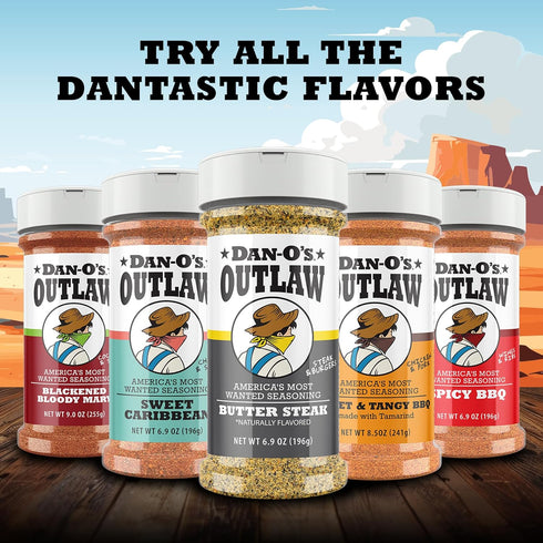 6.9 oz Dan-Os Outlaw Butter Steak Seasoning Buttery Steak & All Purpose Seasoning for Beef, Chicken & Veggies Sugar