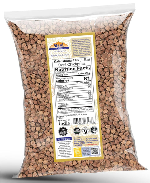 64oz (4lbs) 1.81kg Rani Kala Chana (Desi Chickpeas Chana with skin) Bulk ~ All Natural | Gluten Friendly | NON-GMO |