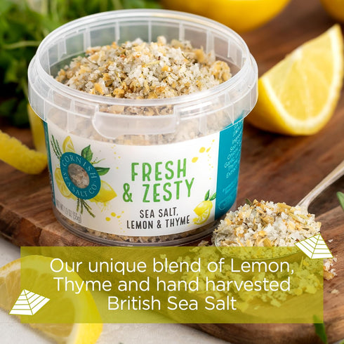 1.9 oz (Pack 2) Cornish Sea Salt Fresh & Zesty Seasoning | Cooking & Hydration | Hand-Harvested in Celtic Waters |