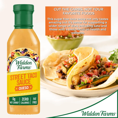 Walden Farms Queso Street Taco Sauce, 12 oz. (2 Pack) - Vegan, Paleo, Keto Friendly, Non-Dairy, Perfect for Tacos