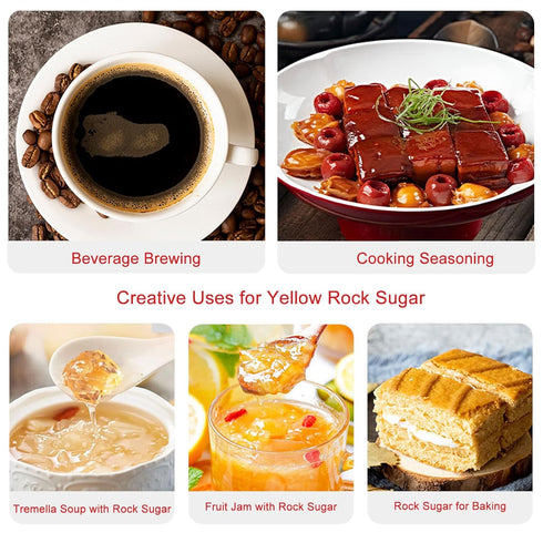 Whitejianpeak 10.58oz/300g Chinese Rock Sugar for Pho & Cooking, Medium-sized Yellow Rock Sugar