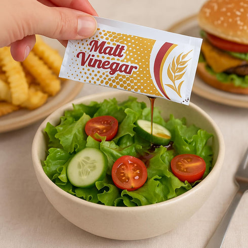 Vallary Packets 30 Count Pack Packets Malt Vinegar | Single Serve Condiment for Fish & Chips, Salads, Fries, Seafood