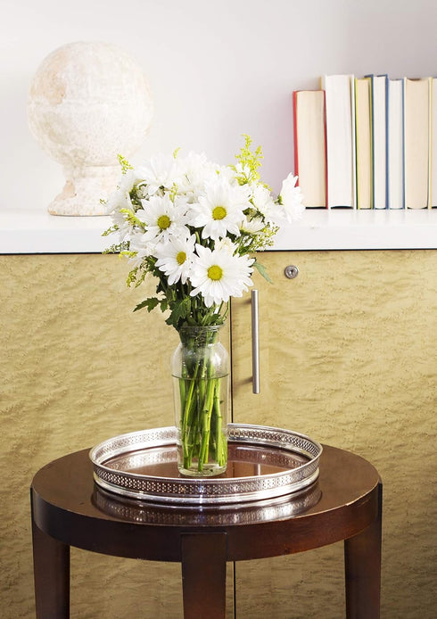 KaBloom Flowers - Bountiful Beauty Bouquet of Fresh White Daisies with Vase - Gift for Birthday, Thank You,Valentine