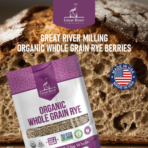 5 Lb Great River Milling Organic Whole Grain Rye Berries | High-Fiber, Nutrient-Rich Ancient Grain | Non-GMO, Kosher |