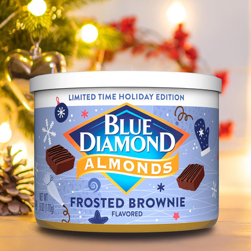 6oz Blue Diamond Almonds, Holiday Frosted Brownie Flavored Sweet Snack Nut Almonds Perfect Size for On-The-Go, Holidays