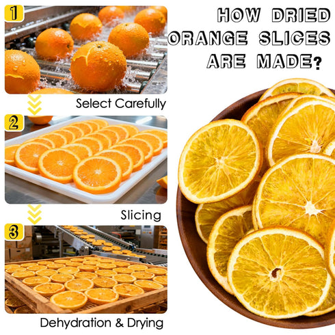 150G/5.3OZ (35-45Slices) packaged, Dried Orange Slices, Dehydrated Orange Slices, Individually NO Additives Dry Orang-e