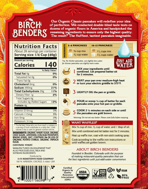40 oz Birch Benders Organic Classic Pancake & Waffle Mix, Bag